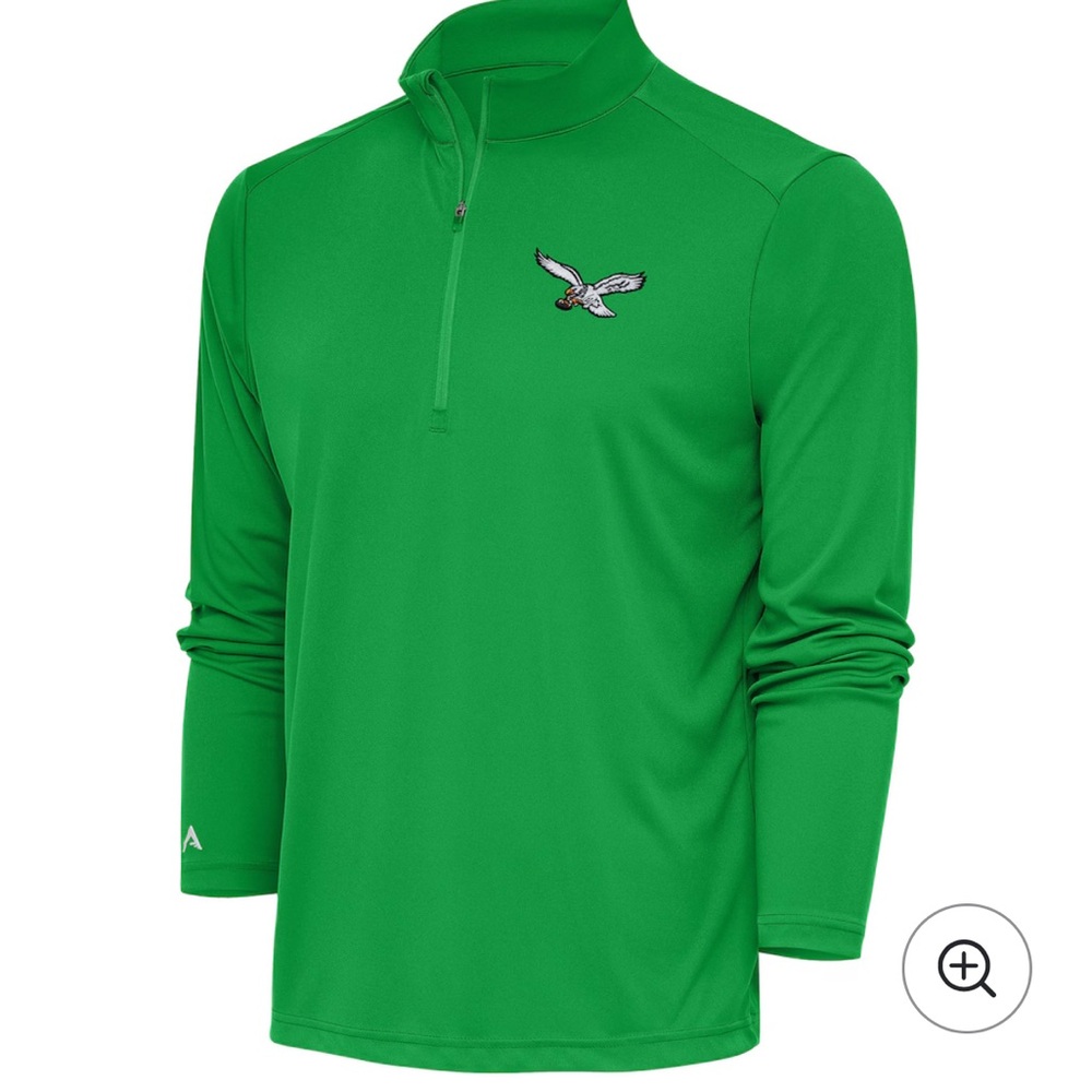 Men's Philadelphia Eagles Antigua Kelly Green Throwback Logo Quarter-Zip